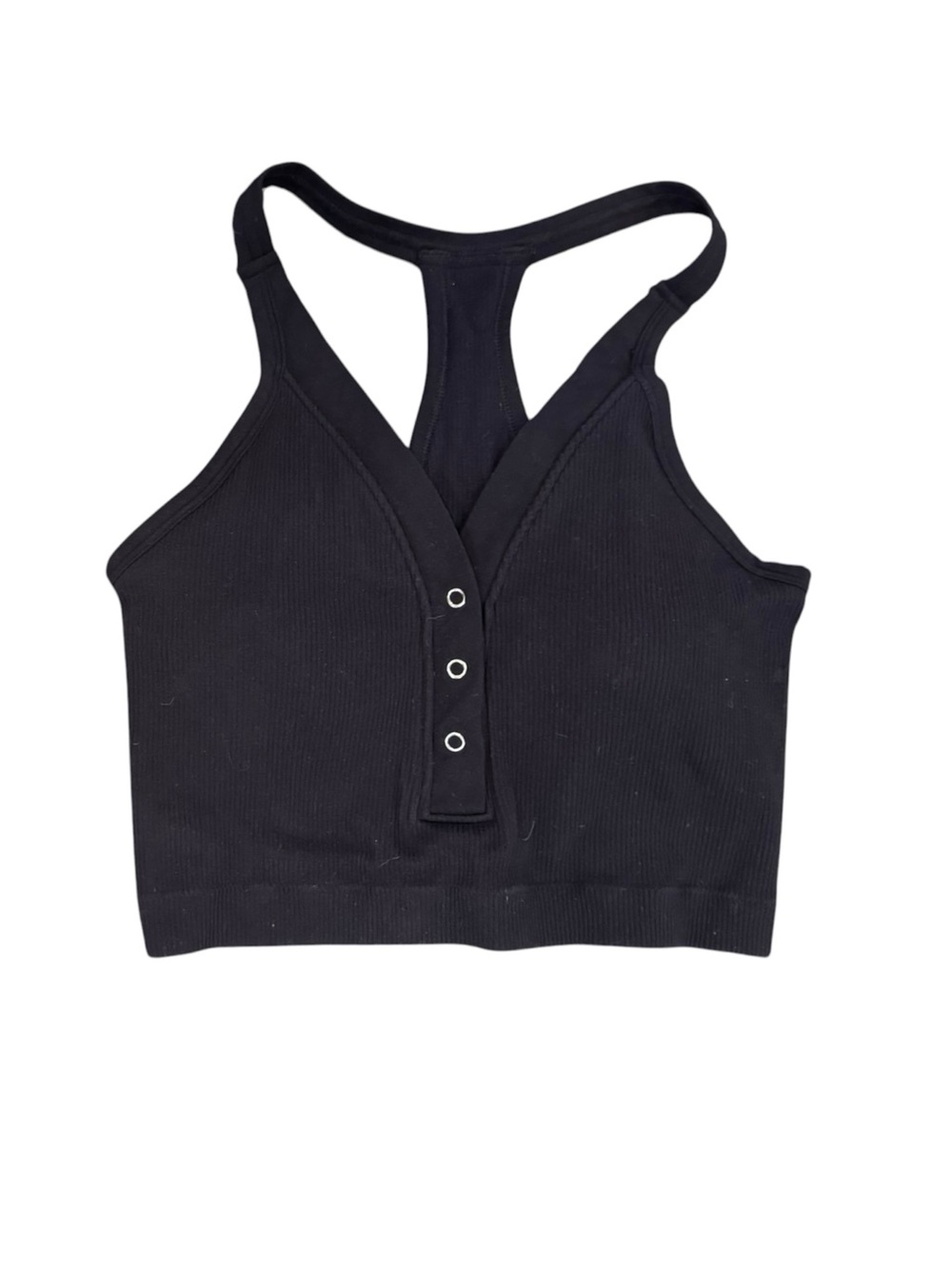 Black Racerback Snap-Front Sports Bra